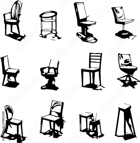 Verschiedene Vektor Grafiken im Bereich vektor, grafik, illustration, mensch, bar, abstrakt, sketch, Skizze, Silhouette, schwarz, weiß, black, white, 