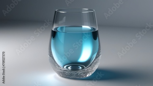 glass of water on blue ai generated