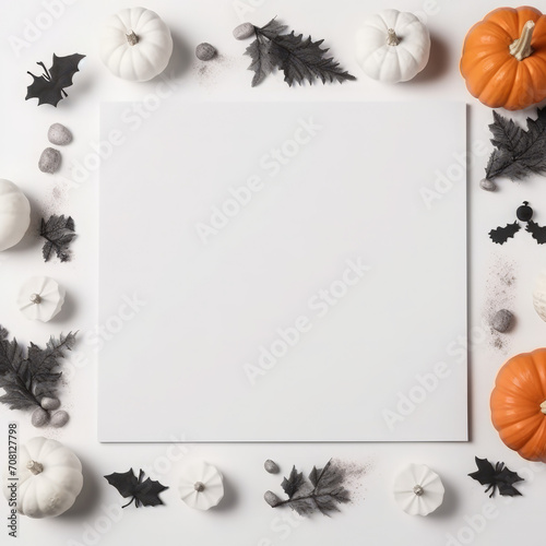 Halloween background with pumpkins, with frame