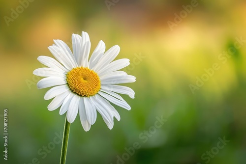 Single daisy with petals fluttering in the gentle breeze