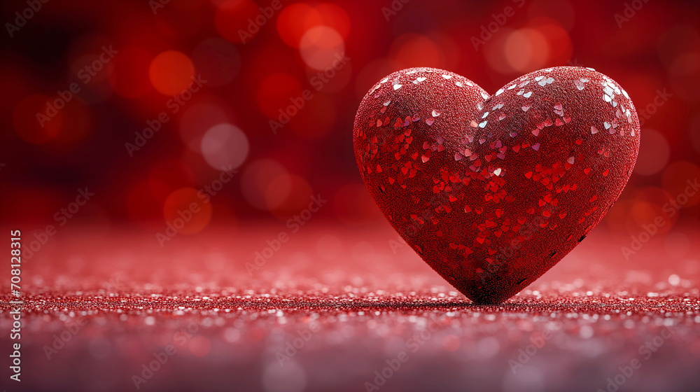A 3D red heart on a brilliant background.