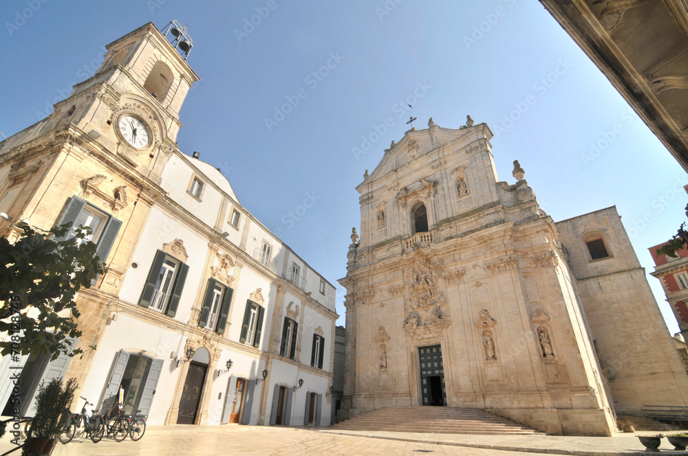 Bell tower and clock in Martina Franca Puglia,  Italy