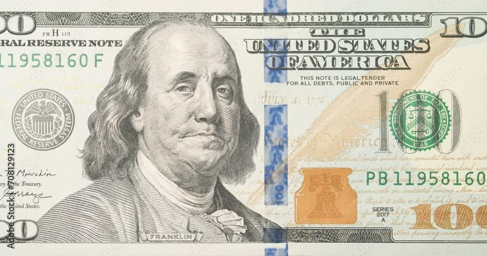 Sad, cry dollar character animation of the USA money. Dollar financial crisis, economic depression concept. Benjamin Franklin on hundred dollar bill usd. Facial expressions of United States president
