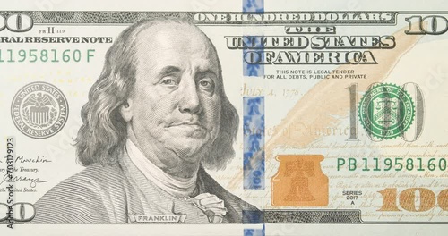 Sad, cry dollar character animation of the USA money. Dollar financial crisis, economic depression concept. Benjamin Franklin on hundred dollar bill usd. Facial expressions of United States president photo