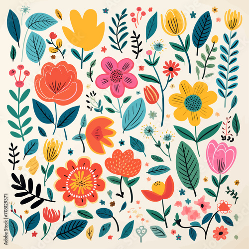 vector garden botanical element collection set