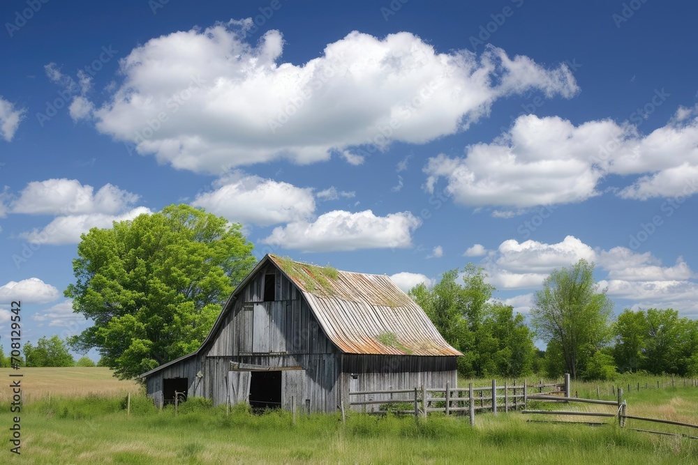 Weathered old barn in a peaceful rural landscape Weathered old barn in a peaceful rural landscape