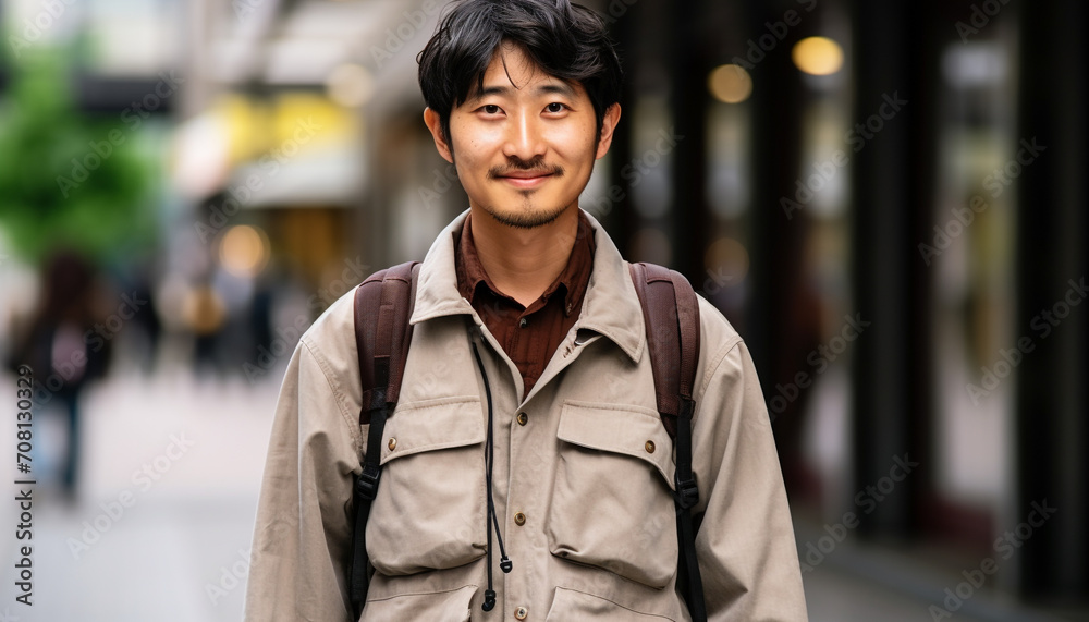 Smiling businessman in casual clothing, looking at camera generated by AI Smiling businessman in casual clothing, looking at camera generated by AI