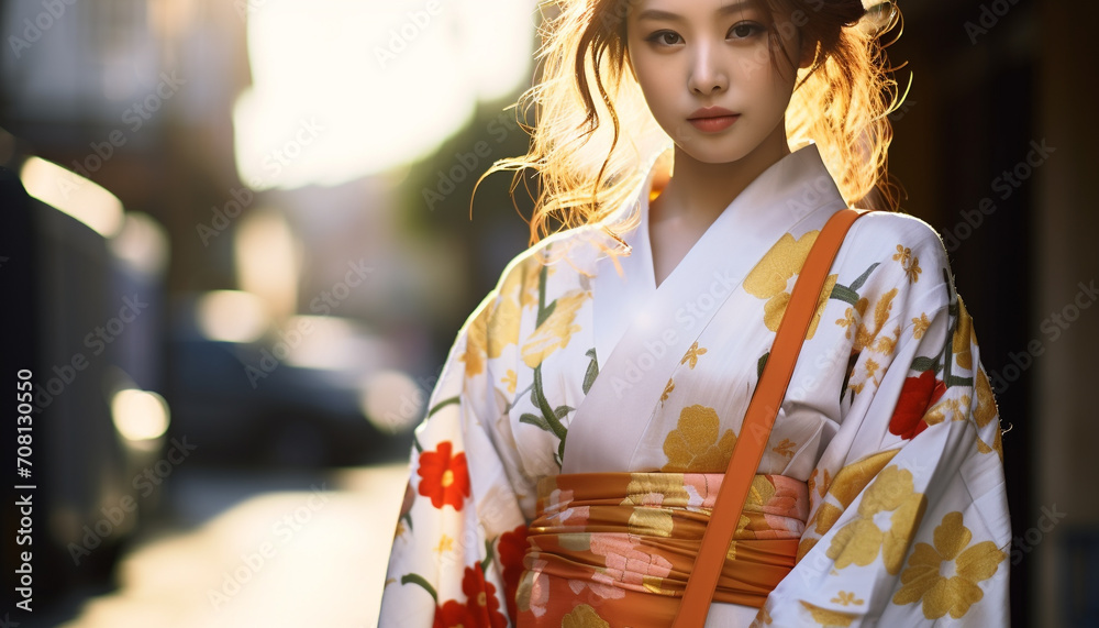 Young women in traditional clothing exude elegance generated by AI