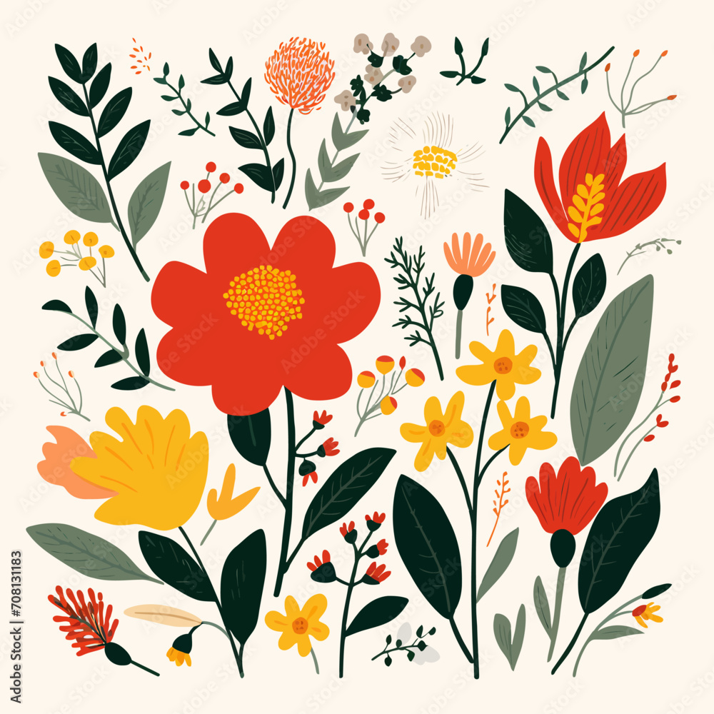 vector garden botanical element set