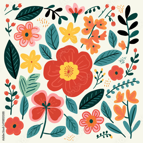 vector pretty girl with flower illustration sticker label