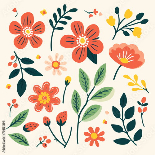 vector garden botanical element set