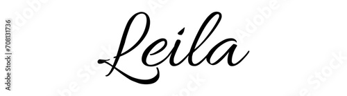 Leila - black color - female name - ideal for websites, emails, presentations, greetings, banners, cards, books, t-shirt, sweatshirt, prints, cricut, silhouette,		

