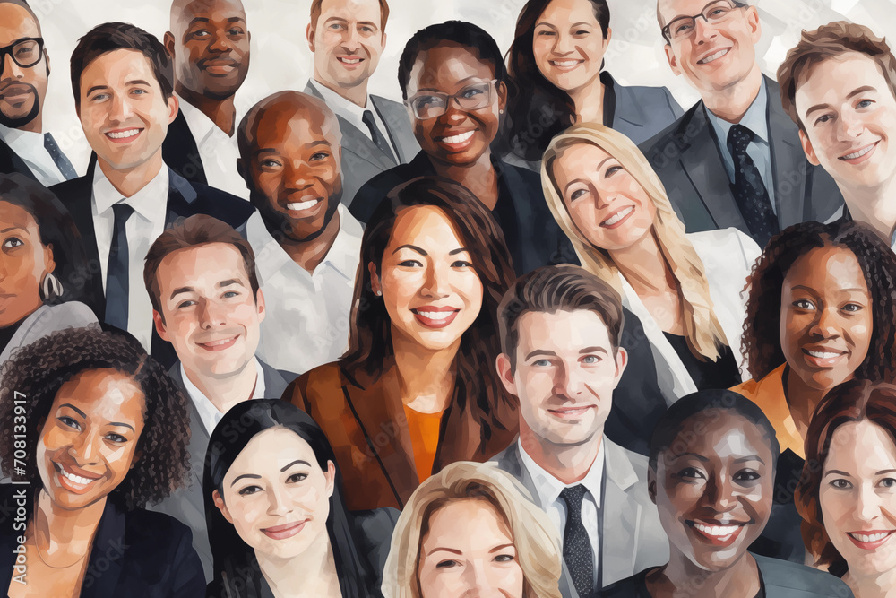 Group of diverse business people. Multiethnic group of people. Drawing art Group of diverse business people. Multiethnic group of people. Drawing art