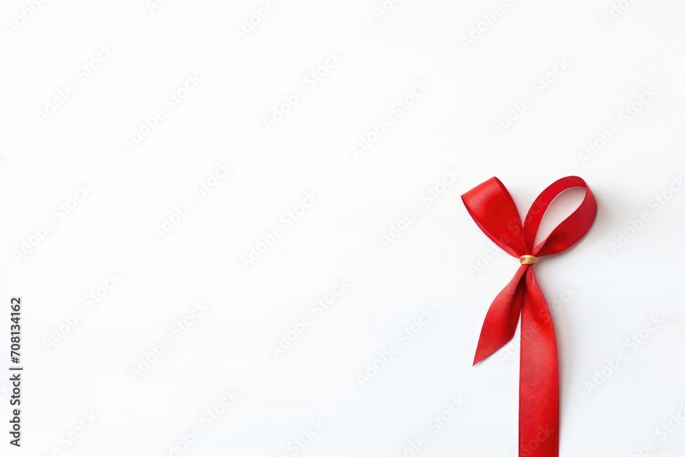 World Aids Day concept. Aids Awareness Red Ribbon on white background. Copy space for advertiser.