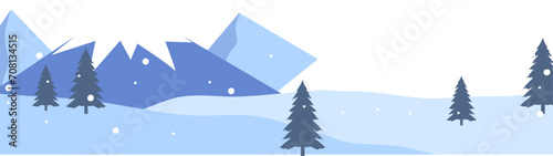 Landscape mountain winter with snowdrop