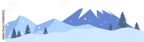 Landscape mountain winter with snowdrop