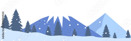 Landscape mountain winter with snowdrop