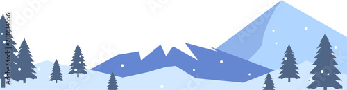 Landscape mountain winter with snowdrop