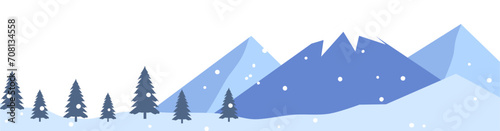 Landscape mountain winter with snowdrop