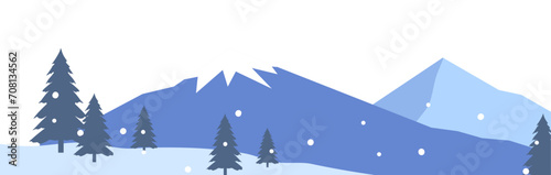 Landscape mountain winter with snowdrop