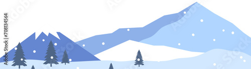 Landscape mountain winter with snowdrop