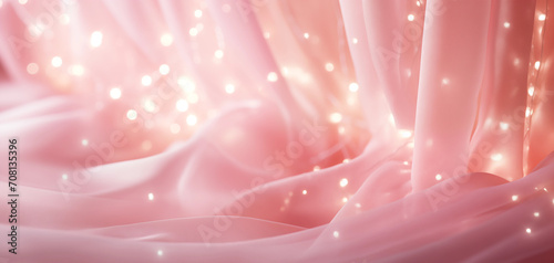 Magical fairy lights with soft focus and pink fabric textures for wallpaper or background 001 photo