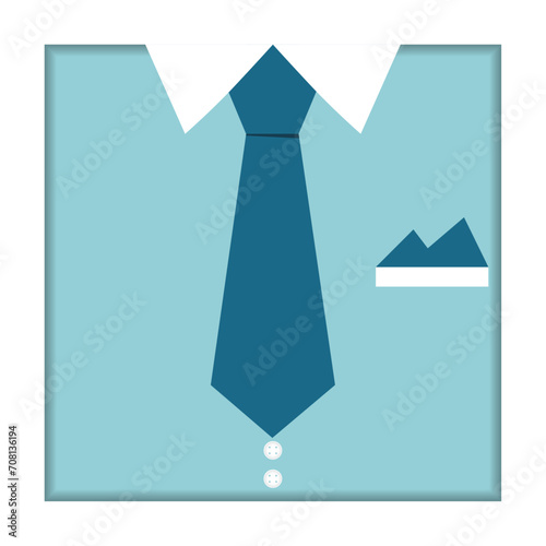 Isolated rectangular blue shirt with necktie Vector