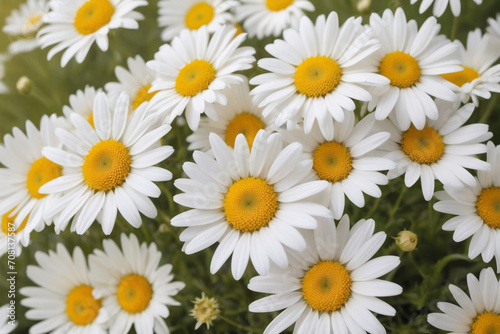 daisies in a garden. Blossom white flower daisies yellow nature   perfect composition  beautiful detailed   8k photography  photorealistic   soft natural perfect light