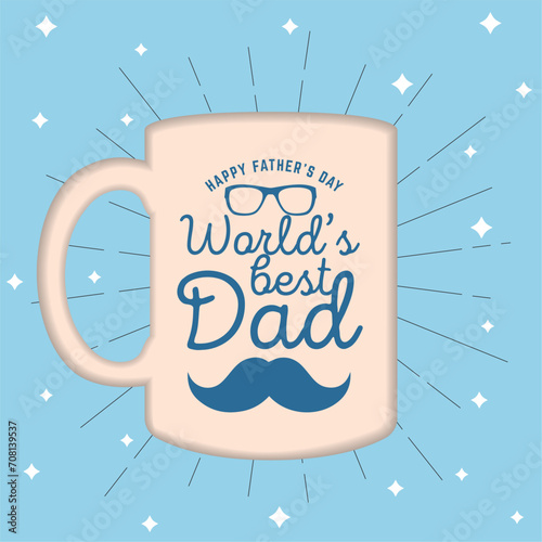 Happy father day vintage invitational card with coffee mug Vector