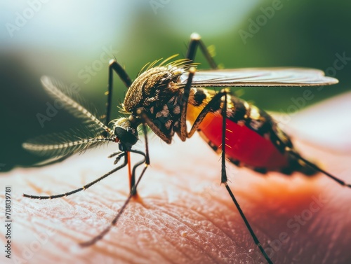 Macro shot of a mosquito on human skin. © Jan