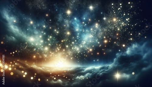Starry Night Sky with Glittering Stars, Cosmic Background