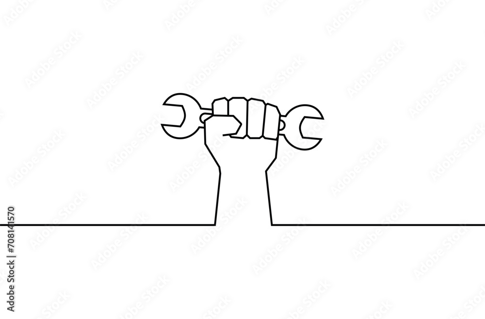 Isolated hand holding a wrench tool icon Vector Isolated hand holding a wrench tool icon Vector