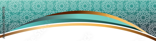 Green islamic frame border with gold line