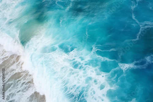 A blue ocean with white foamy waves © Viktoriia