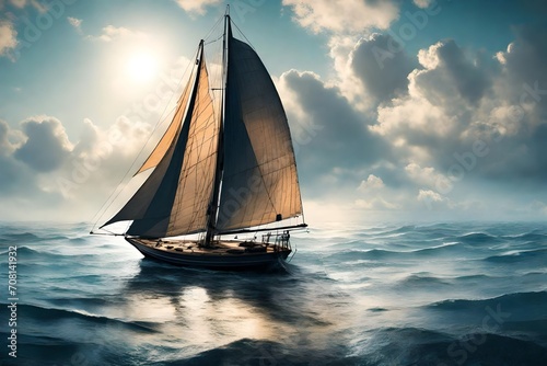 sailing boat on the sea © Muhammad