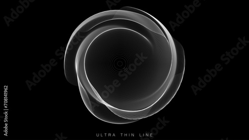 Distorted line spheres. Vector thin line glitch geometry.