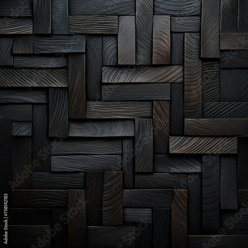 Taco flooring, with a finishing pattern that makes a design on the floor, top view, made of dark and aged wood. Concept design illustration.