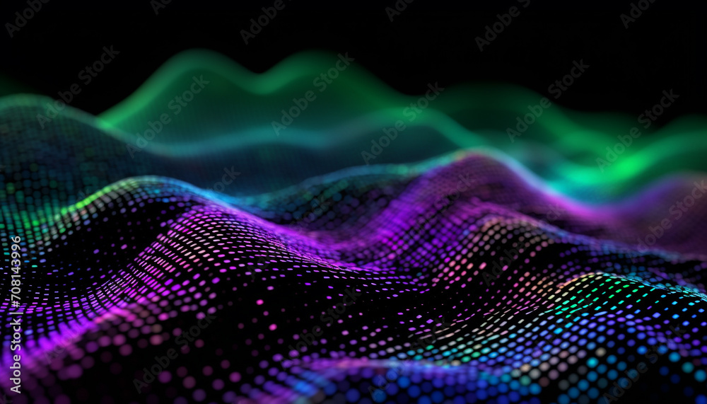 Glowing blue wave pattern in futuristic design generated by AI Glowing blue wave pattern in futuristic design generated by AI