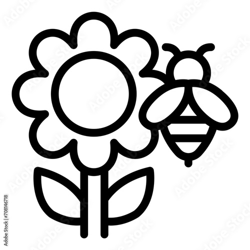 Flower bloom with bee icon