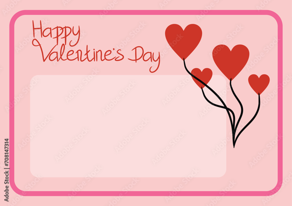 valentine card with pink hearts