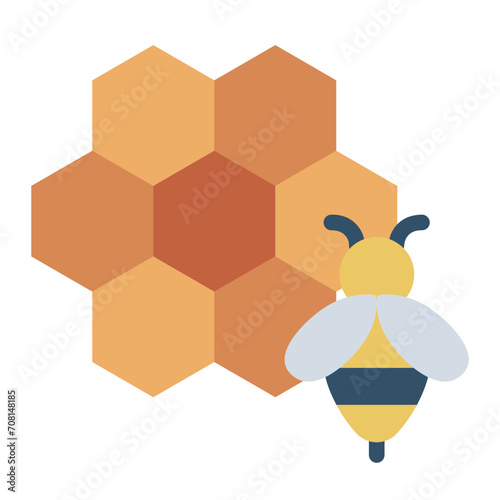 Honeycomb with bee icon