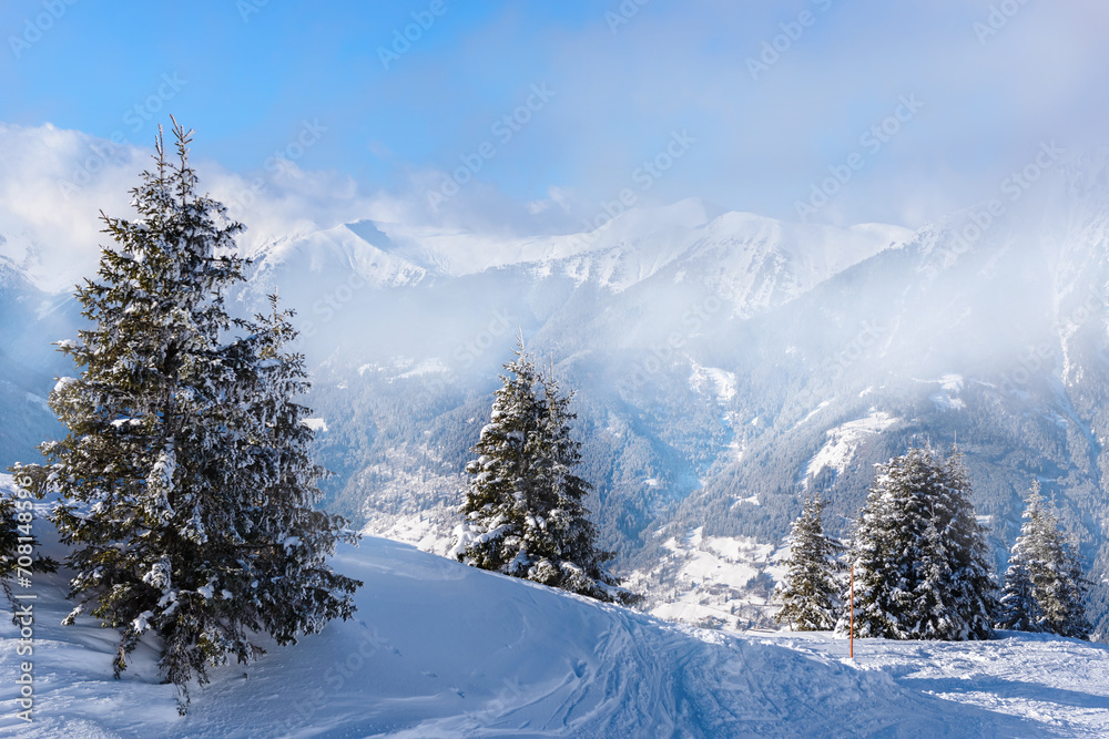 Winter mountain ski resort landscape Winter mountain ski resort landscape