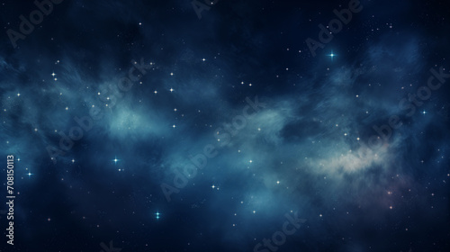 Sapphire Night Sky Nebula with Twinkling Stars Cosmic Dust Clouds Deep Space Astronomy Background Wallpaper