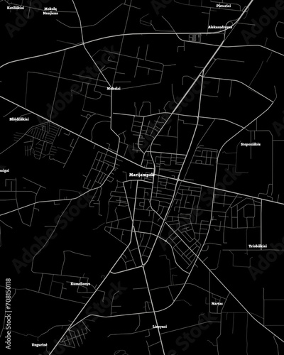 Marijampole Lithuania Map, Detailed Dark Map of Marijampole Lithuania