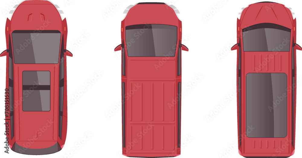 Φωτογραφία top view flat cartoon of car vehicle with many color