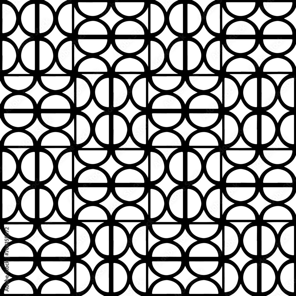 Fototapeta premium White background with black pattern. Seamless texture for fashion, textile design, on wall paper, wrapping paper, fabrics and home decor. Simple repeat pattern.