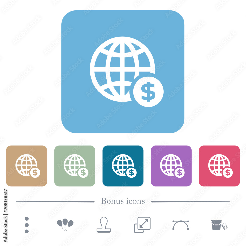 Online Dollar payment flat icons on color rounded square backgrounds Online Dollar payment flat icons on color rounded square backgrounds