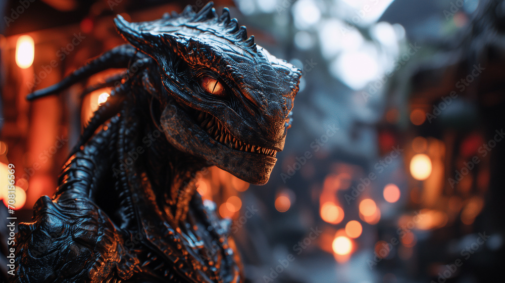 Detailed CGI rendering of a reptilian alien from a movie scene Stock ...