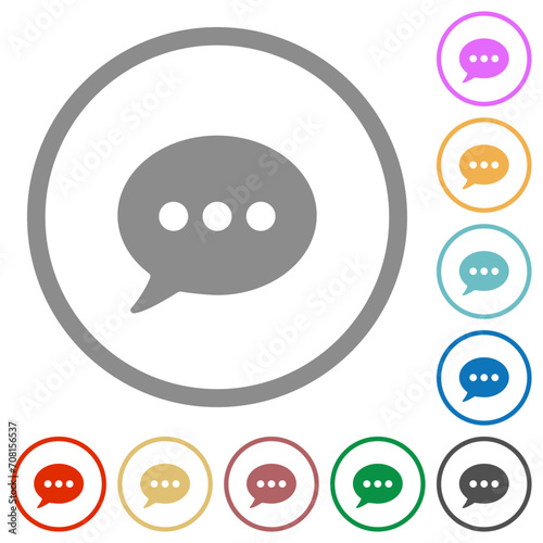 One oval active chat bubble solid flat icons with outlines