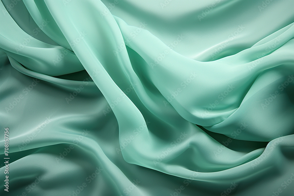 custom made wallpaper toronto digitalWavy transparent turquoise fabric, turquoise background. Generated by artificial intelligence